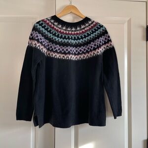 J. Jill Black Multi Fair Isle Sweater